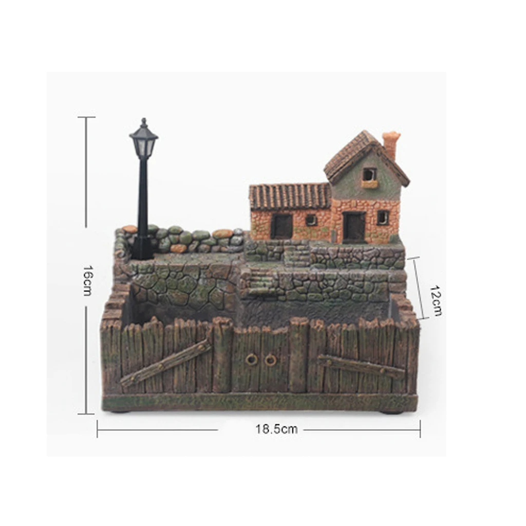 Resin Tuscany Hut Flower Bed Succulent Pot Planter Bonsai Plant Bed Flower Pots Storage Box for Office Home Shopping Mart Decor