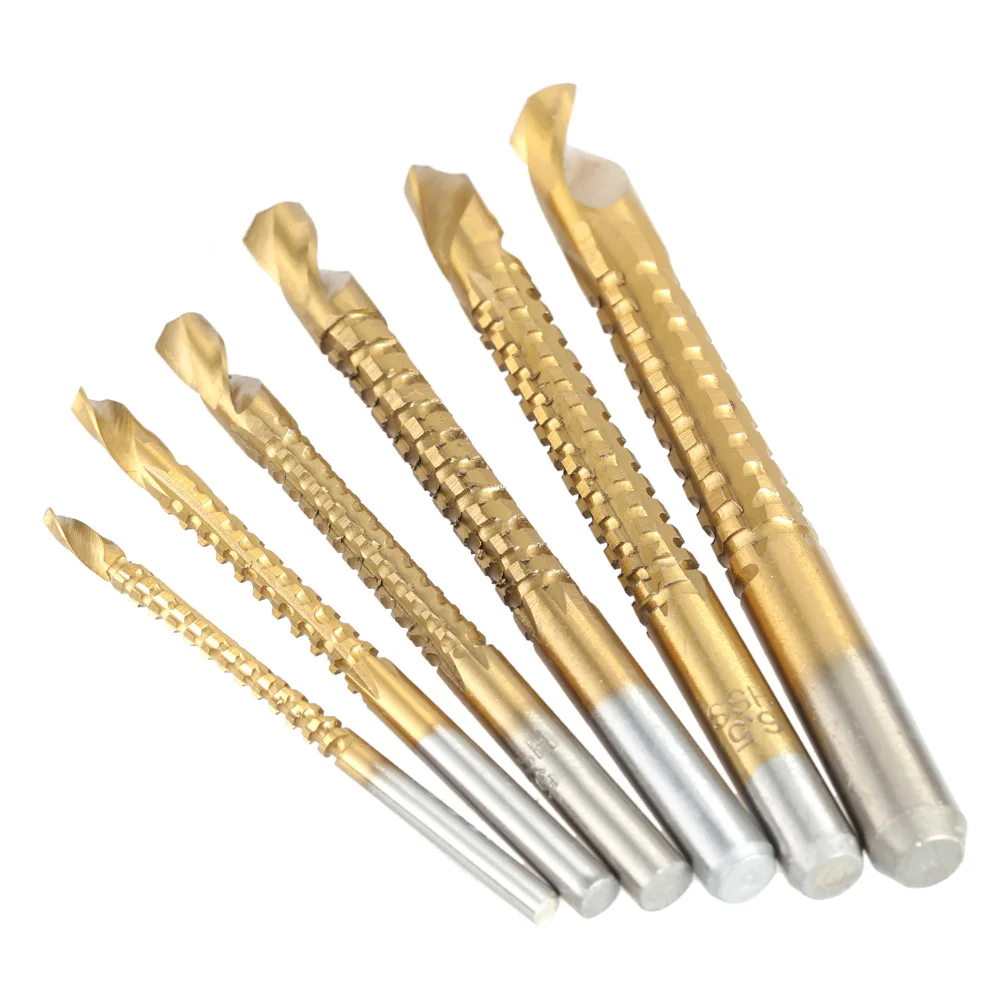 6pcs Titanium Coated Slot Sawtooth Woodworking Saw Drill Bit Carpenter