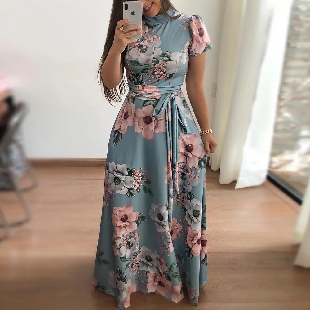 

Women Summer Dress Bohemian Print Short Empire Dress