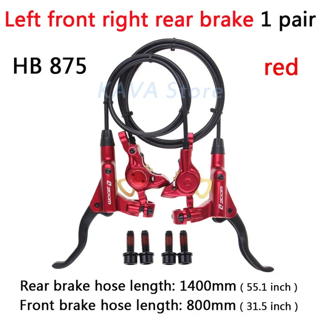 ZOOM HB 875 Гидравлический тормозной рычаг передний 800/задний 1400 мм для горного велосипеда MTB дисковый тормозной зажим тормозные колодки Горячая Распродажа - Цвет: HB-875 Red