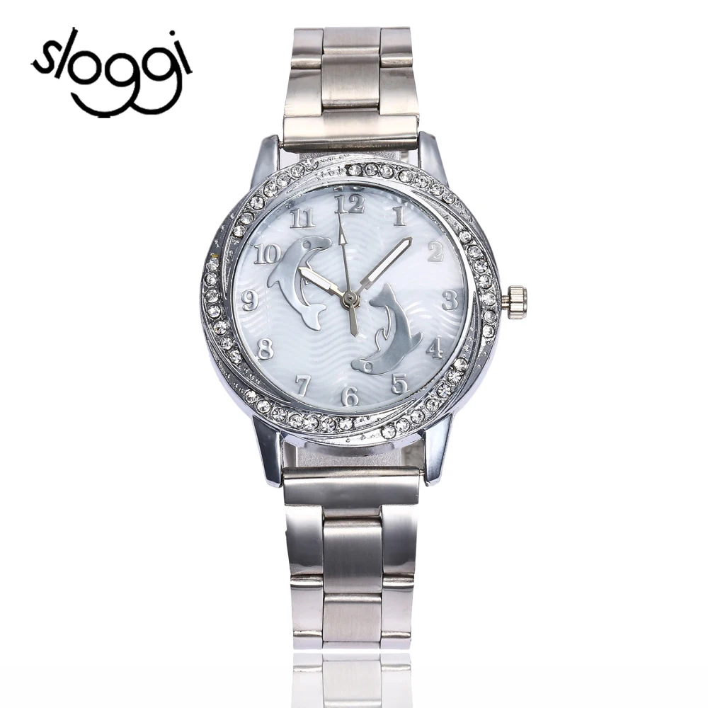 

Sloggi Personality Fashion Ladies rhinestone full Alloy Watch Cartoon Dolphins Style Watch women Quartz Wrist watchReloj-mujer