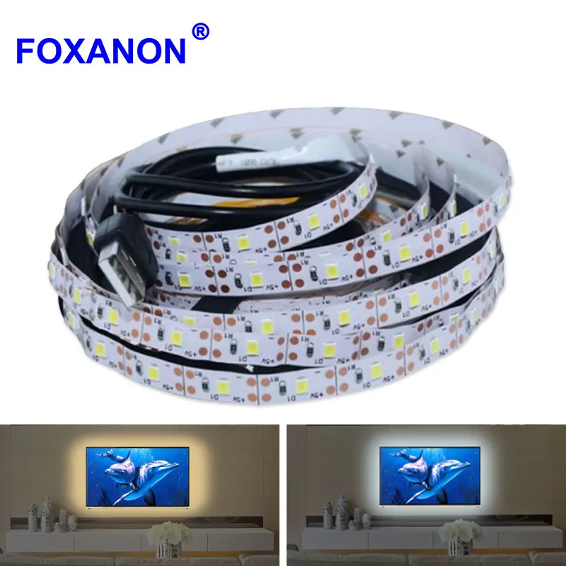 Светодиодная лента Foxanon 5 в постоянного тока 50 см 1 м 2 3 4 USB-кабель питания