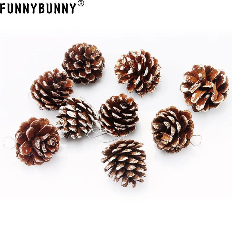 

FUNNYBUNNY 9pcs Christmas Pine Cones Pendant With String Natural Wood Christmas Tree Decoration Crafts Home Ornament