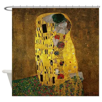 

Gustav Klimt The Kiss Decorative Fabric Shower Curtain Set and Anti-slip Floor Mat Outdoor Rugs