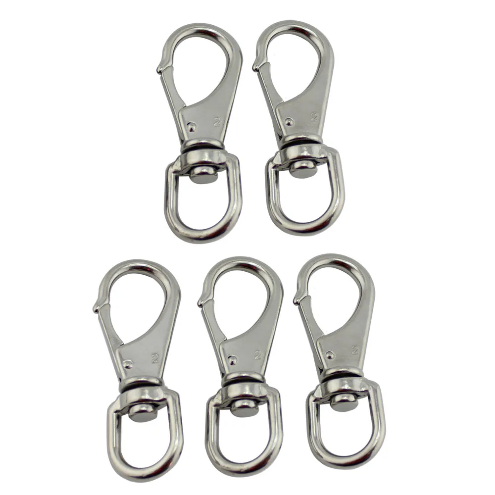 Stainless Steel Swivel Eye Snap Hook Bag Spring Snap Carabiner Quick Release Dog Chain Bolted Hook 5pcs 100mm(2#)