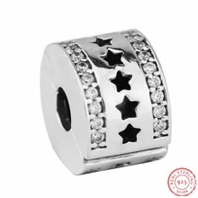 Звездное Формирование Клип бусины с камнем украсить линии DIY Fit PANDORA талисманы Серебро 925 для женщин ювелирных изделий CL040
