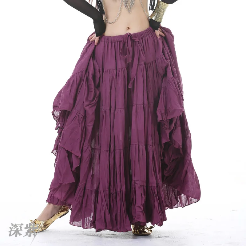 Для женщин ATS Племенной танец живота Лен Племенной Богемия дамы Цыганская длинная юбка полный круг танцевальная одежда 14 цветов
