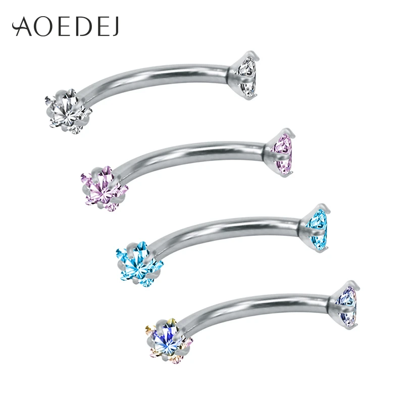 

AOEDEJ 8-10mm 16g Star Eyebrow Piercing Jewelry Stainless Steel Rhinestone Crystal Tragus Bar Piercing Helix Ear Piercings Rings