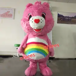 Ohlees на заказ настоящая фотография розовый уход Радужный медведь персонаж талисман костюм Хэллоуин нарядное платье
