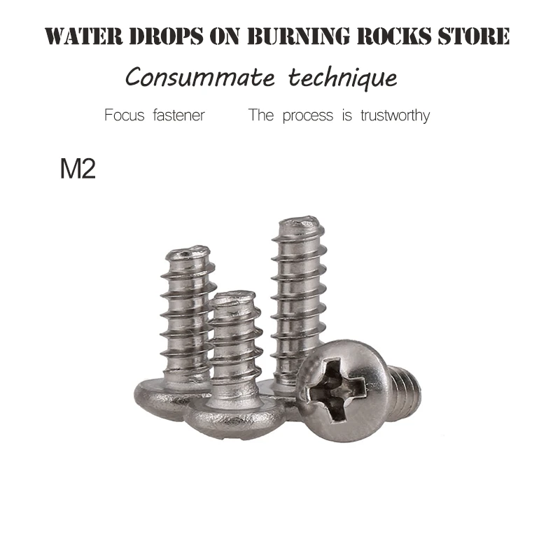 

Free shipping M2*4 M2*5 M2*6 M2*8 304 Stainless Steel ss PB Philips Cross Recessed Round Head Flat Tail Self Tapping Screw