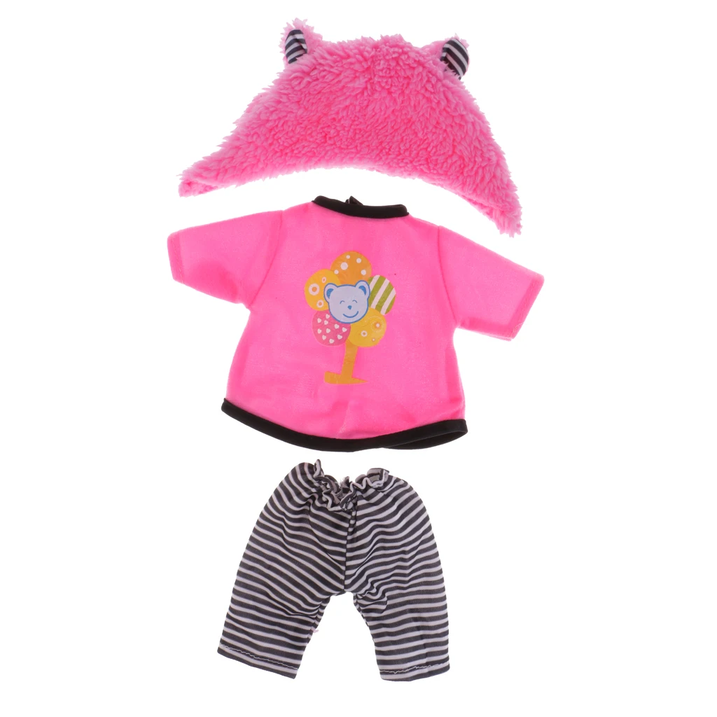 16 inch Dolls Outfit Clothes Pink Tee +Pants +Hat Set Suit For 40cm Salon Doll Dress up Clothes Accessories