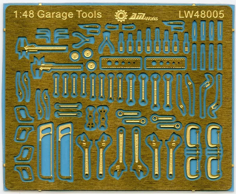 

1:48 Scale Mechanic Tools Connectionless Photoetch, 4X4 cm fret