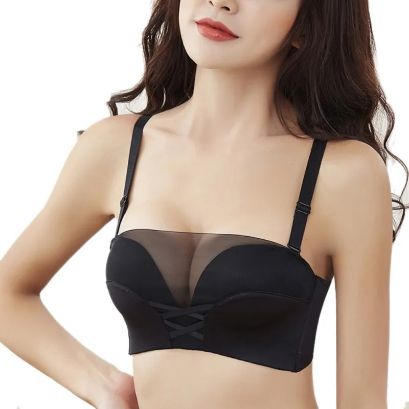 ROPALIA Invisible Bra Strapless Bralette 1/2 Cup Party Wedding Lady Magic Underwear Sexy Lingerie Female Seamless Temptation Bra