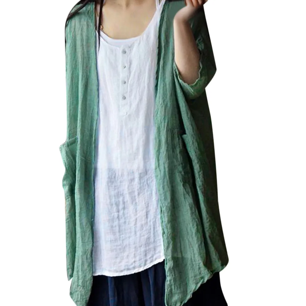 

Womens Tops and Blouses Feminine Autumn 2018 Vintage Linen Long Sleeve Long Cardigan Ladies Top Tunic Woman Clothes