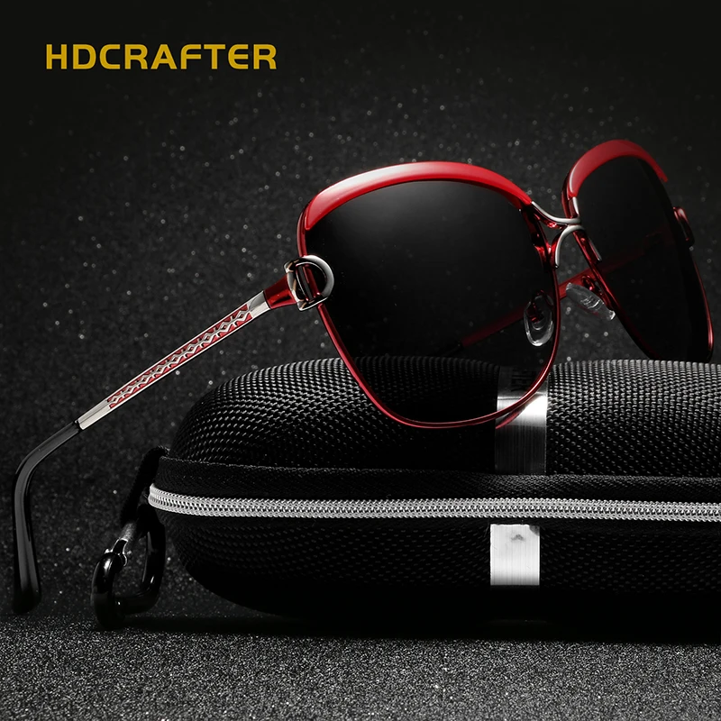 Очки солнцезащитные HDCRAFTER женские большие роскошные Поляризационные солнечные