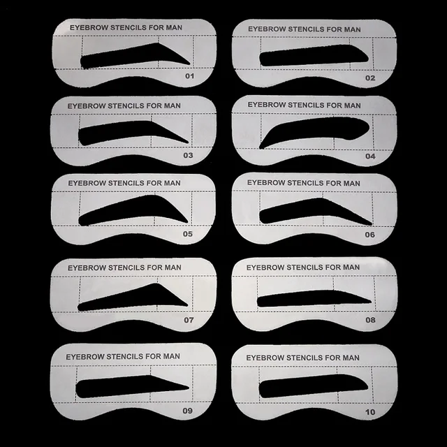 Cheap Luckyfine 10pcs Men Eyebrow Card Drawing Guide Card Brow Template Eyes Makeup Shaping Design Eyebrow Stencils Makeup Tools
