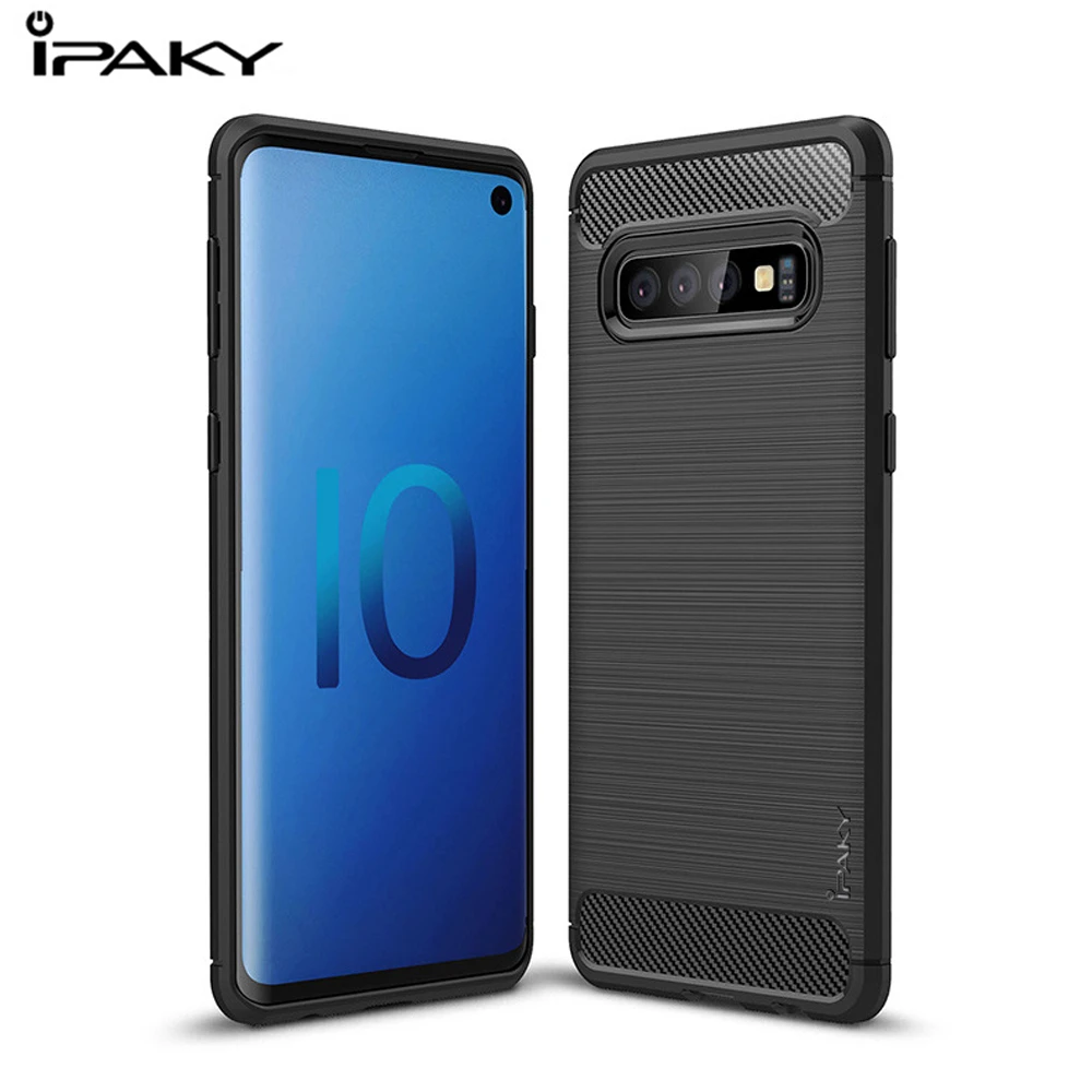 

IPKAY Brushed Silicone Case For Samsung galaxy S10 Carbon Fiber Texture Soft Phone Cover For Samsung S10 E S10 Plus Shockproof