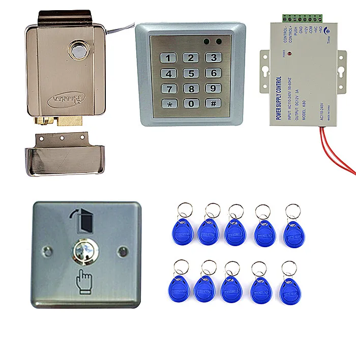 

Stainless Steel Door Switch Button+RFID Access Control System+Electric Door Lock 8618