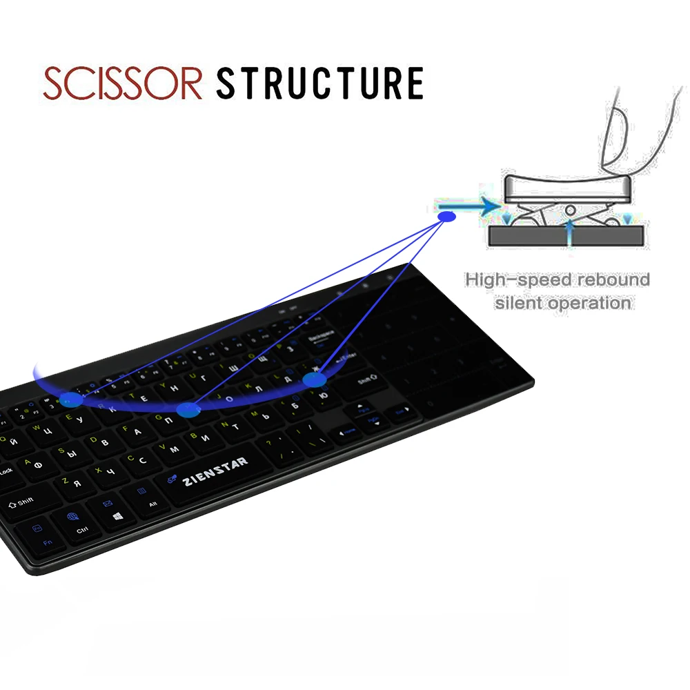 Goede Zienstar Russische 2.4 Ghz Draadloze Toetsenbord met Touchpad en Nummer Pad voor Windows PC, Laptop, Ios pad, smart TV, HTPC, Android Doos