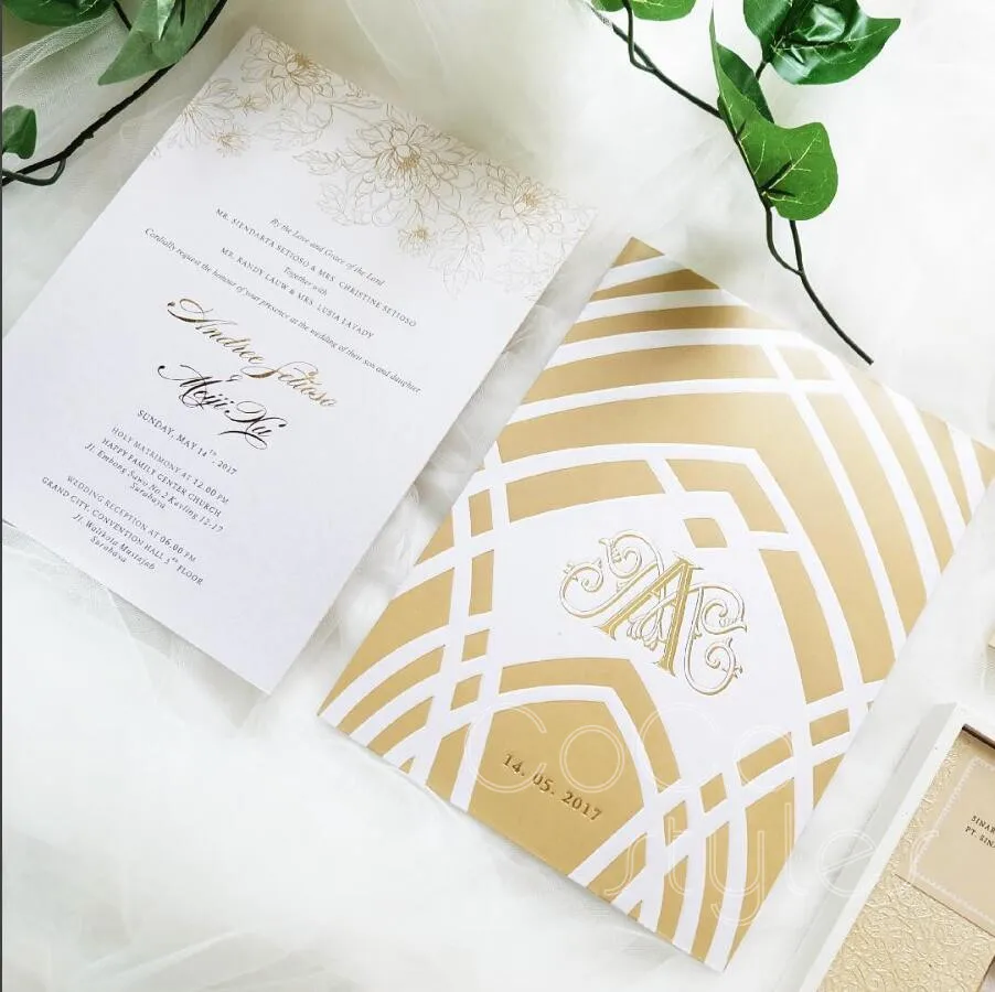  Cocostyles custom elegant hardcover invitation card with laser cut box and acrylic logo for wedding - 32880911273
