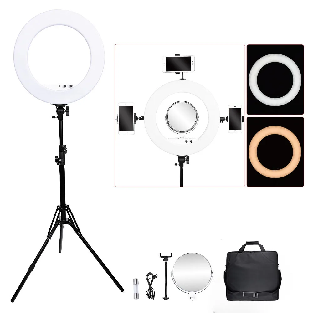 

fosoto FT-R480 photographic Lighting 3200-5800K Ring lamp 480 Led Ring Light Tripod Stand Mirror For Camera Phone Photo Studio