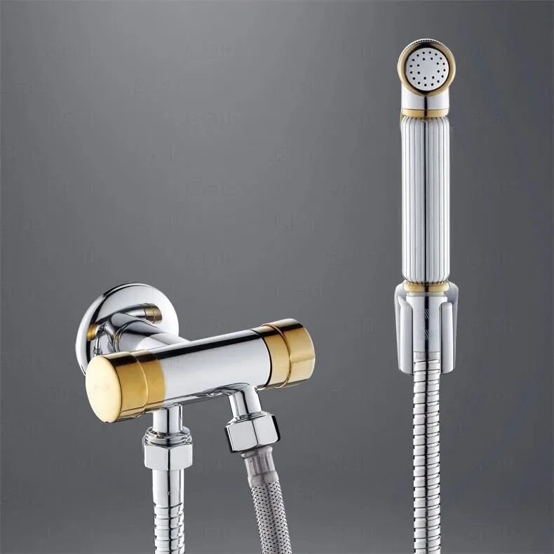 Brass&Golden Hand Held Bidet Toilet Bidet Nozzle Wall Stainless Faucet