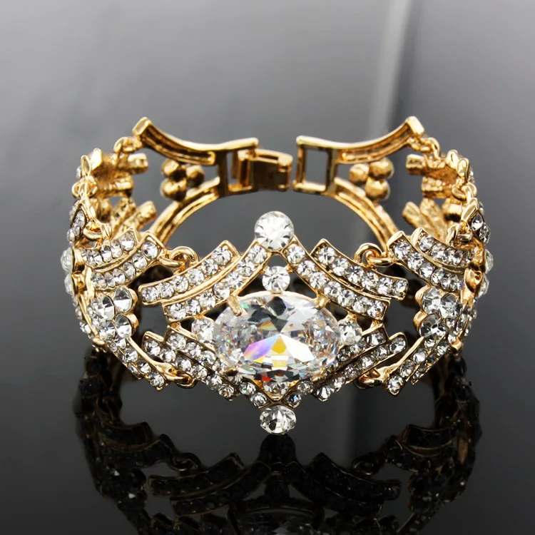 

2017 New Elegant Cubic Zirconia Gold Bracelets for Women CZ Stone Gold Chain Bracelet Women jewelry bijoux brtj90