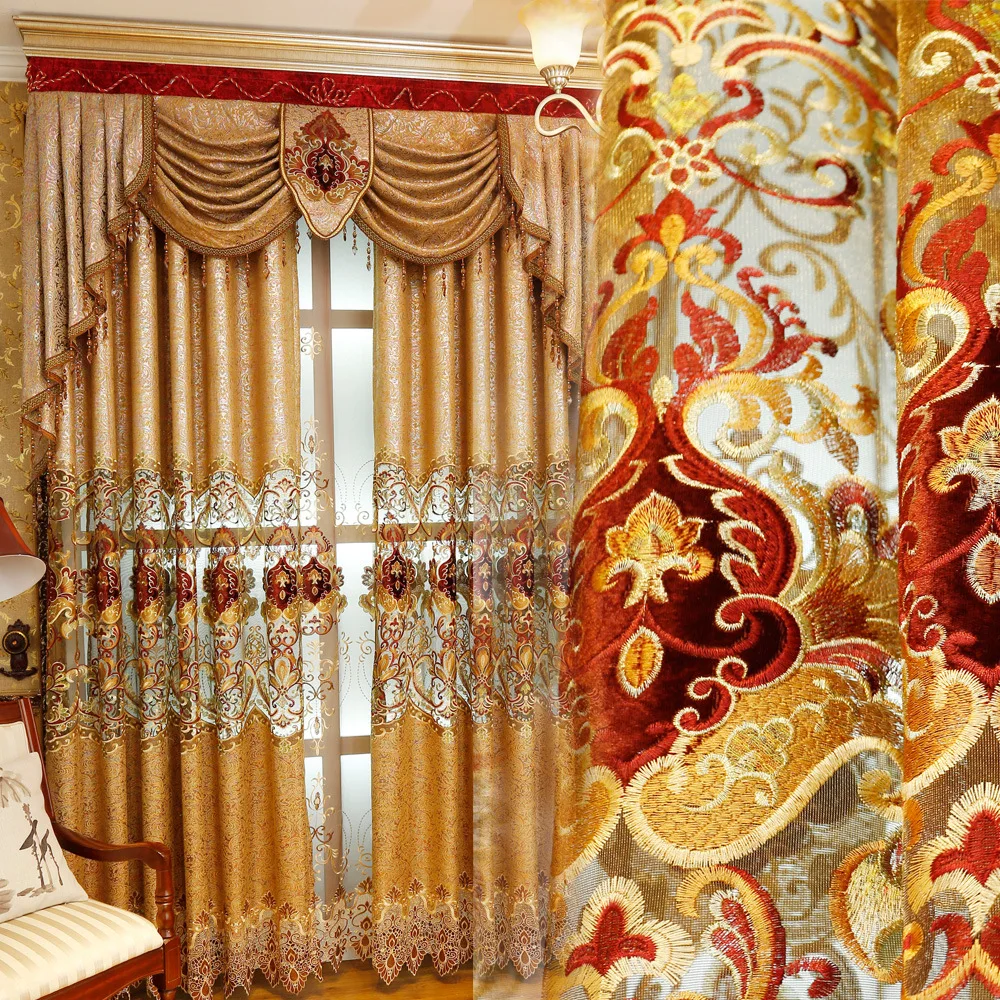 Luksuzna atmosfera Chenille Villa Europe Valance zatemnjena zavesa za - Domači tekstil