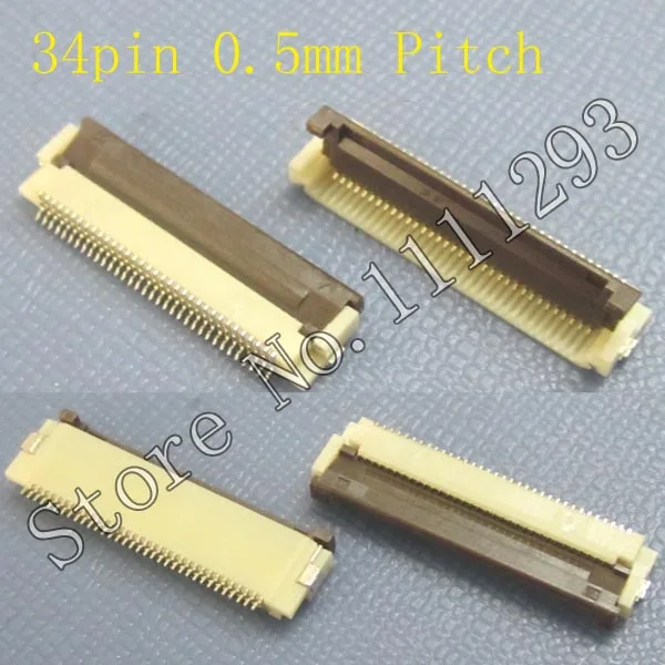 10pcs/lot FPC FFC flat cable connector socket 34pin 0.5mm Pitch for LCD screen Laptop DVD GPS PDA interface | Обустройство дома