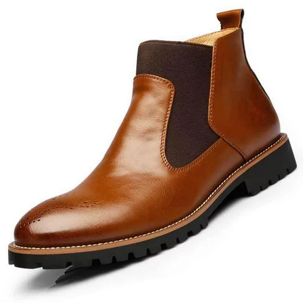 YIGER/Новые мужские ботинки «Челси» ботильоны Мужские ботинки в британском стиле черного/коричневого/винного цвета, большие размеры мягкая кожа,, 0001 - Цвет: Brown Boots