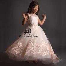 Новое поступление; милые бальные платья с кружевной аппликацией и рукавами-крылышками для девочек; Элегантные Свадебные Платья с цветочным узором для девочек; платья для первого причастия; платье принцессы