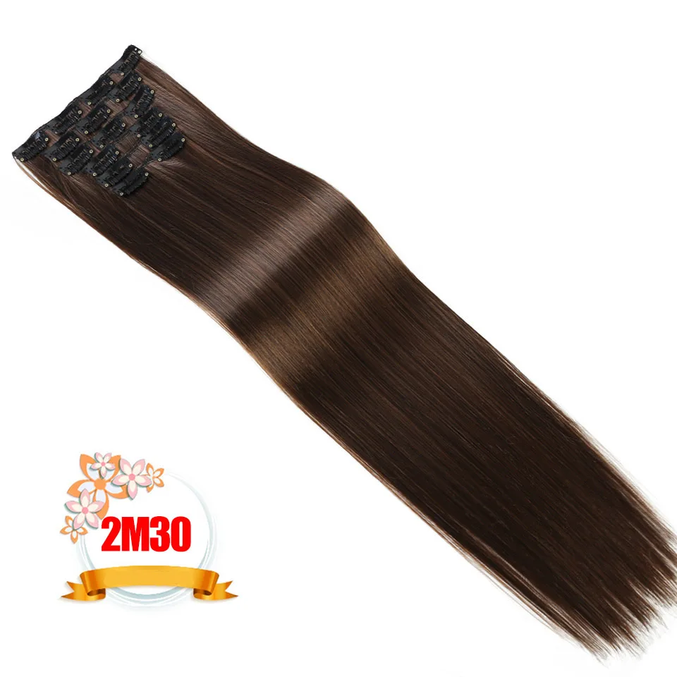 SHANGKE, 22 дюйма, Синтетические длинные прямые волосы для наращивания, 6 шт./партия, 16 зажимов, зажимы для наращивания волос, высокотемпературное волокно - Цвет: #33