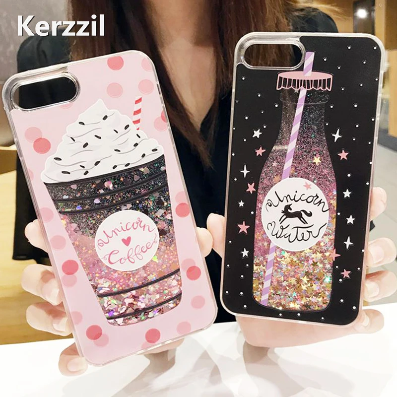 Чехол Kerzzil Bling для iPhone 6 6S 7 8 Plus динамический Жидкий блеск ледяной крем и кола