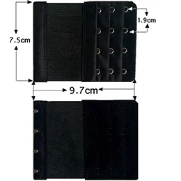 3 шт., бюстгальтер, удлинение пряжки, 3 ряда, 4 крючка, женский бюстгальтер, удлинение, ремни, нижнее белье, 5 цветов, N92 Z44 - Цвет: black