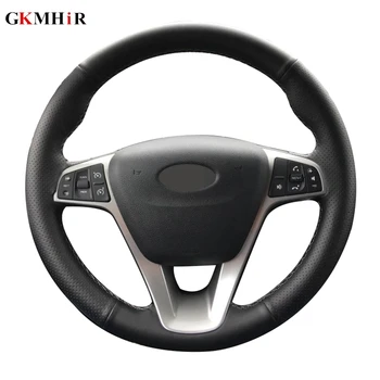 

DIY Hand-stitched Black Artificial Leather Car Steering Wheel Cover for Lada Vesta 2015 2016 2017 2018 2019 Xray 2015-2019