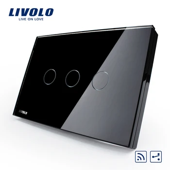 

Livolo US/AU Remote Switch Black Glass Panel,3-gang 2-way,Touch&Remote Function Light SwitchVL-C303SR-82 with LED indicator