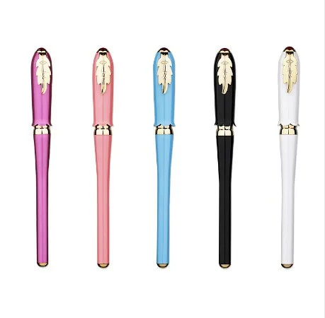 Folha de Ouro Caneta com Capuz Canetas de Tinta o Melhor Presente de Natal para Senhora Exquise Design Clipe Elegante Fonte Financeira Extra Fino Nib