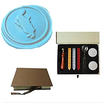 

MDLG Vintage Cute Rabbit Dancing Custom Picture Logo Wedding Invitation Wax Seal Sealing Stamp Sticks Spoon Gift Box Set Kit