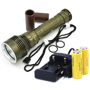 

NEW Diving Flashlight led light 8000lm 100m Underwater Torch Lantern 5x XML L2 Waterproof Lamp +2*26650 Batteries+Charger