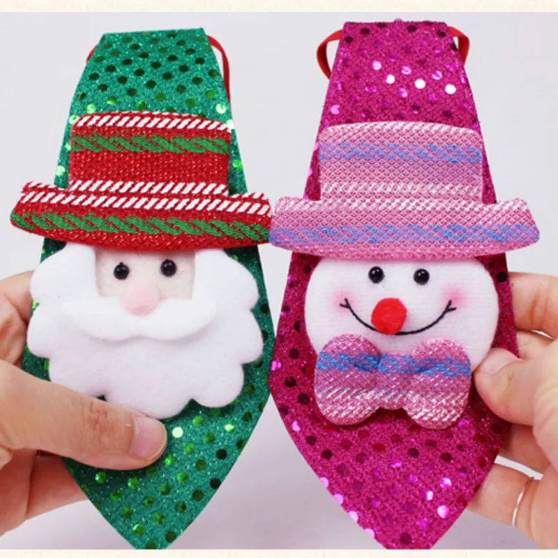 Мультфильм Санта Снеговик Олень Медведь Форма Ткань Галстуки игрушки для детей фестивальный рейв Декор рождественские подарки