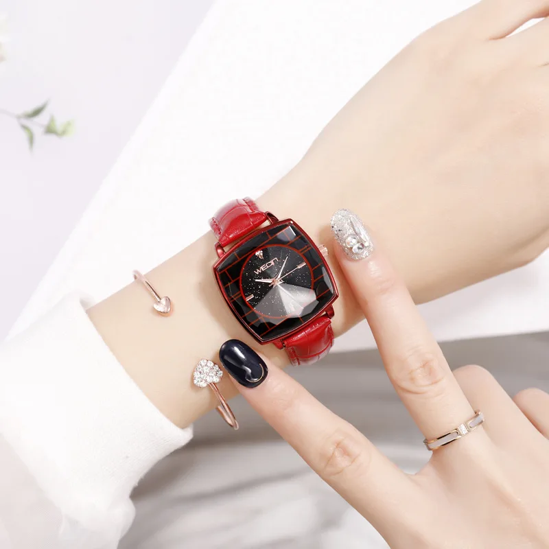 

Fashion Leather Strap Watches Women Top Brand Luxury Casual Clock Red Black Ladies WristWatch Relogio Feminino Gift Montre Femme