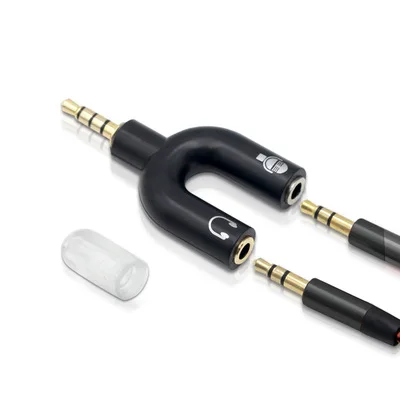 50PCS U Type Adapter Dual 3 5 MM Headphone Plug Audio Cables Splitter Microphone 2 in 1 Swivel Connector For Xiaomi etc