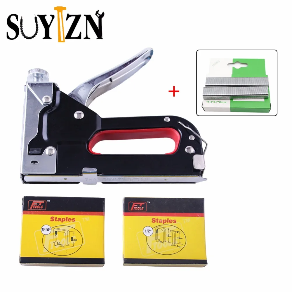 1Set Nail Gun&Staples+1Box Extra Staples Multitool Furniture Stapler