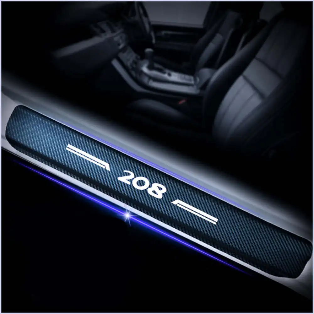4Pcs/Set Carbon Fiber Vinyl Sticker Car Door Sill Protector Scuff Plate for Peugeot 206 207 307 308 408 608 3008 2008 5008 with For Peugeot Logo 4Pcs/Set Carbon Fiber Vinyl Sticker Car Door Sill Protector Scuff Plate for Peugeot 206 207 307 308 408 608 3008 2008 5008 with For Peugeot Logo