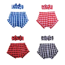 YEWUDIER Детский комбинезон pp шорты с бант на голову шарф волосы клетчатые брюки костюм детский головной убор аксессуары для волос