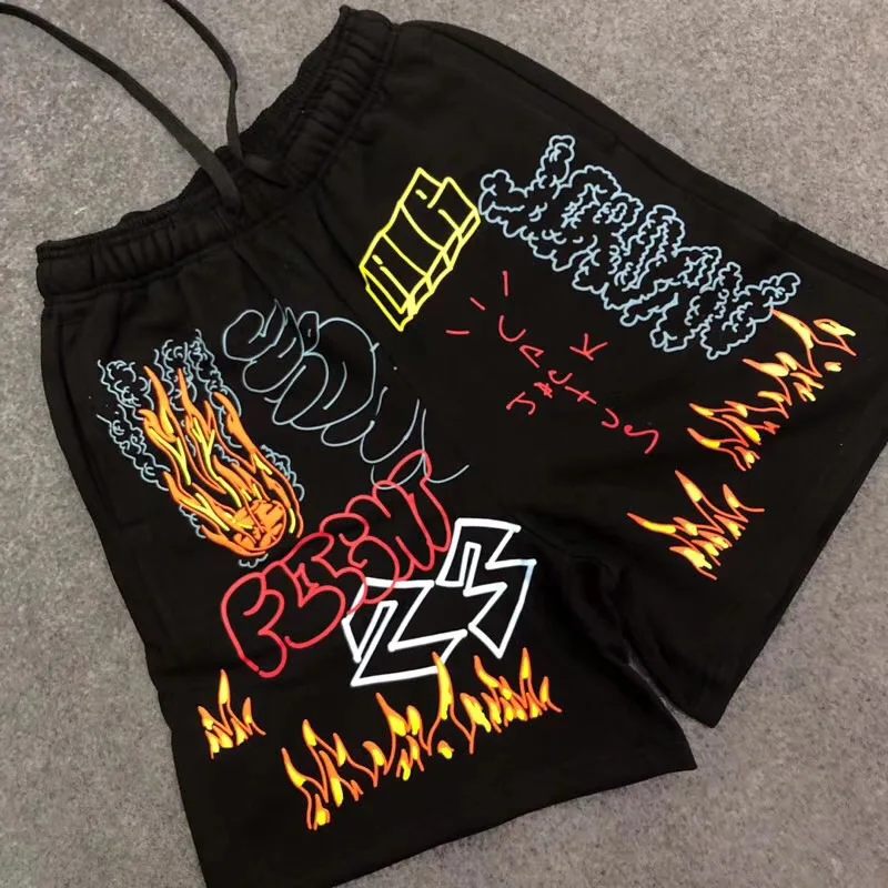 19SS летние Трэвиса Скотта AstroWorld Tour граффити шорты черные белые мужские Шорты