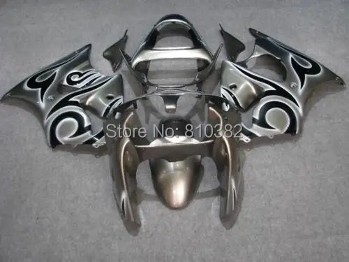 

Motorcycle Fairing kit for KAWASAKI Ninja ZX6R 00 01 02 ZX6R 636 2000 2001 2002 Flames silver ABS Fairings set +7 gifts SL56