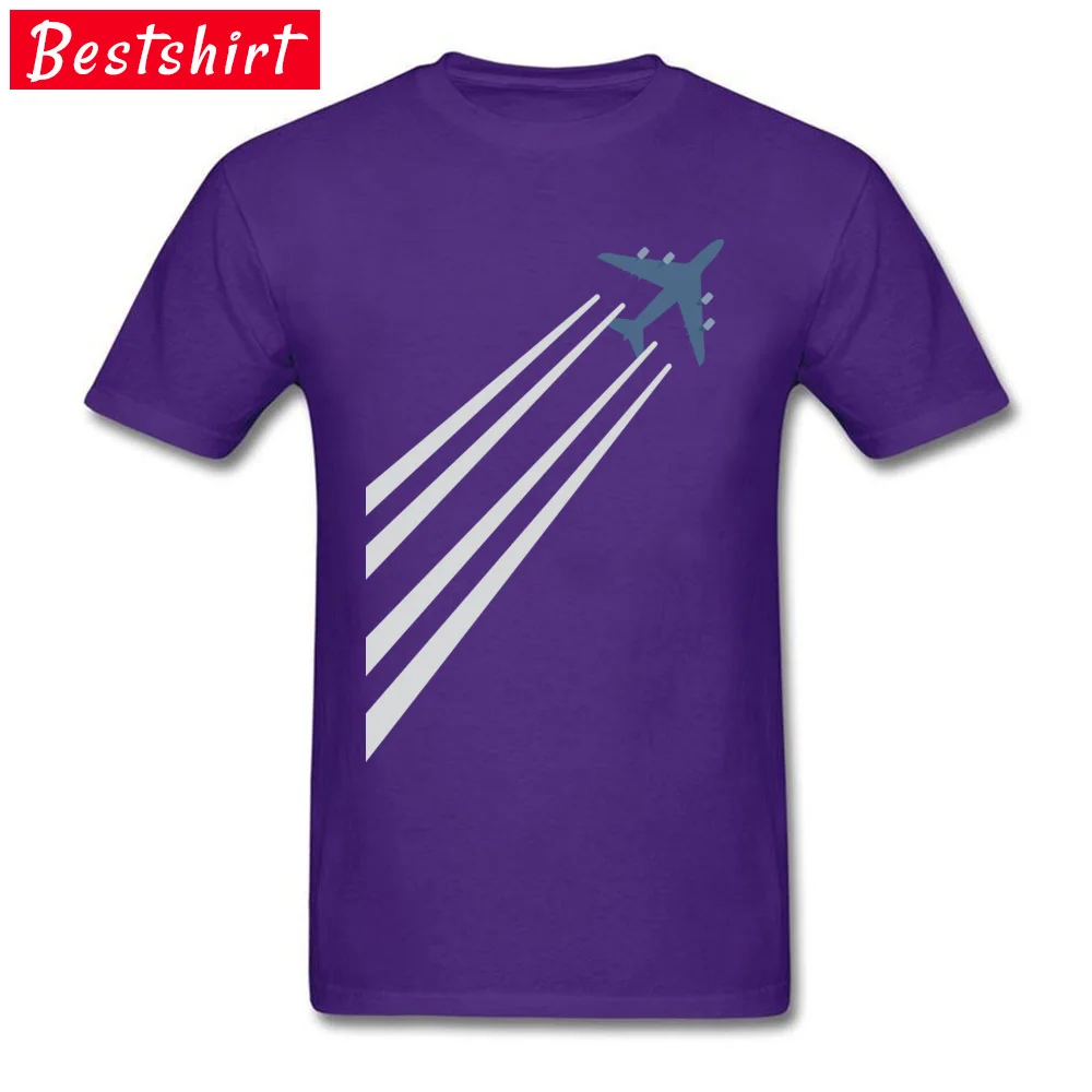 Company Mens Tshirts Round Neck Short Sleeve 100% Cotton Fashionable Tops & Tees comfortable Tops Shirts Top Quality Sky train simplified aircraft pilot art purple