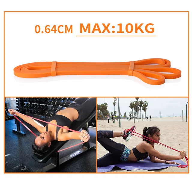 208*0.45*0.64cm Elastic Bands Fitness Resistance Latex Band Body Powerlifting Power Pull Up Workout Pilates Equipment 6