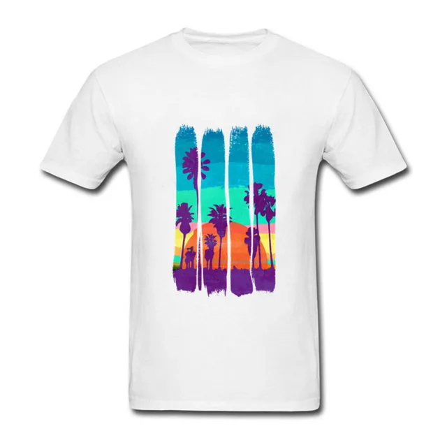 T Shirt Custom Made For Males Vintage Brush Strokes Miami Beach T Shirt Custom Made For Males Vintage Brush Strokes Miami Beach Summer Sunset Hot Ing